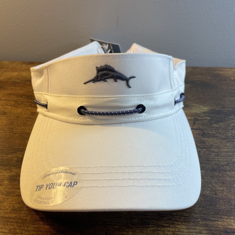 Tommy Bahama White Mens Womens Unisex Visor Hat Cap Marlin Tip Your Cap OSFA NWT